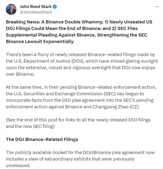 Binance DOJ Filings - Svelate le sfide regolamentari
